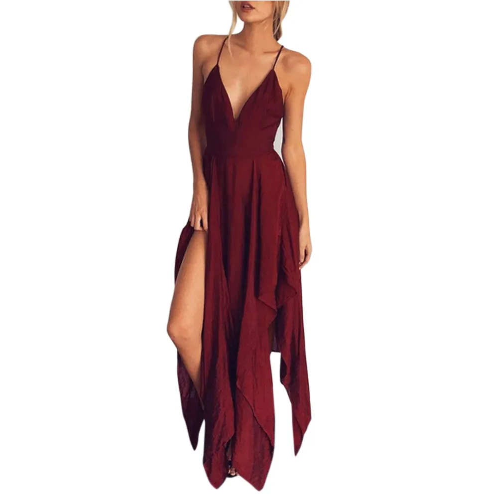 Summer Women Chiffon Long Party Casual Dress Sundress Spaghetti Straps High Waist Sexy Deep V Neck Split Asymmetric Red Robes
Summer Women Chiffon Long Party Casual Dress Sundress Spaghetti Straps High Waist Sexy Deep V Neck Split Asymmetric Red Robes