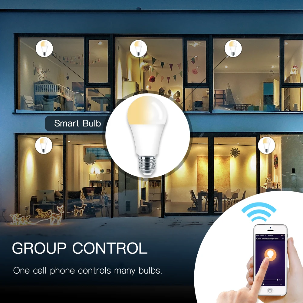 WiFi Smart Light Bulb LED Lamp 7W Warm Cool White Smart Life/Tuya APP Remote Control Works with Alexa Echo Google E27 E26
WiFi Smart Light Bulb LED Lamp 7W Warm Cool White Smart Life/Tuya APP Remote Control Works with Alexa Echo Google E27 E26