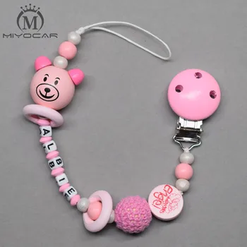 MIYOCAR Personalised Any name lovely 3D bear doll pink wooden beads dummy clip holder pacifier clip soother chain teether clip
MIYOCAR Personalised Any name lovely 3D bear doll pink wooden beads dummy clip holder pacifier clip soother chain teether clip