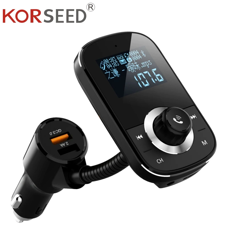 KORSEED FM Transmitter modulator QC3.0 Quick Charger Dual USB TF Carddab transmitter for car radio Bluetooth Handsfree Kit
KORSEED FM Transmitter modulator QC3.0 Quick Charger Dual USB TF Carddab transmitter for car radio Bluetooth Handsfree Kit