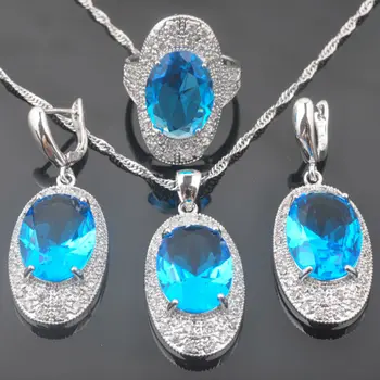 FAHOYO Gorgeous Sky Blue Zirconia White CZ Women's Silver Color Jewelry Sets Earrings/Pendant/Necklace/Rings QZ0288
FAHOYO Gorgeous Sky Blue Zirconia White CZ Women's Silver Color Jewelry Sets Earrings/Pendant/Necklace/Rings QZ0288