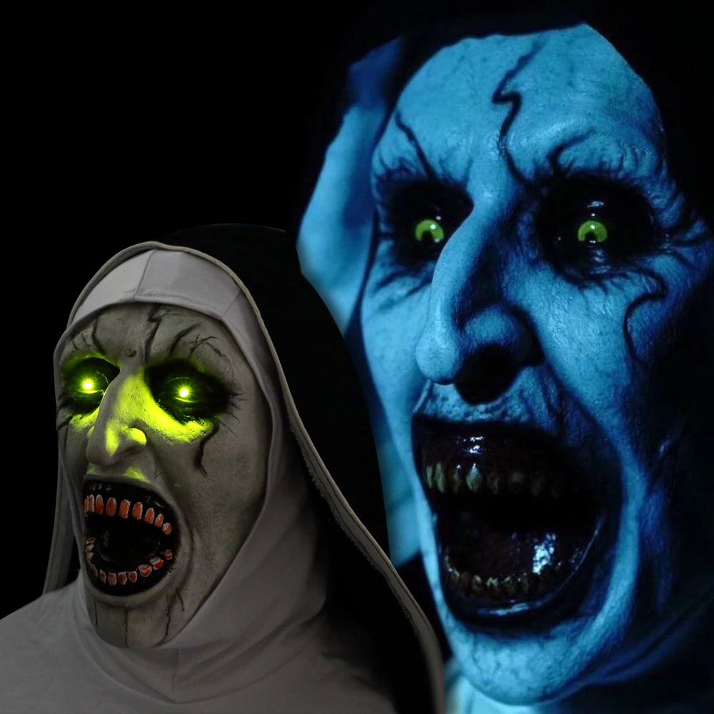 The Nun Mask Horror Mask With Scary Voice With Led light Cosplay Valak Latex Masks With Headscarf Helmet Halloween Party Props
The Nun Mask Horror Mask With Scary Voice With Led light Cosplay Valak Latex Masks With Headscarf Helmet Halloween Party Props