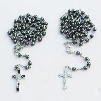 10pcs 2styles handmade 6mm hematite beads rosary chain/religious necklace Catholic Cross Religious Necklaces
10pcs 2styles handmade 6mm hematite beads rosary chain/religious necklace Catholic Cross Religious Necklaces