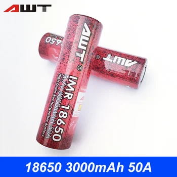 AWT 18650 Battery 50A 3000mAh Rechargeable Battery 18650 High Drain 3.7V Lithium Battery
AWT 18650 Battery 50A 3000mAh Rechargeable Battery 18650 High Drain 3.7V Lithium Battery