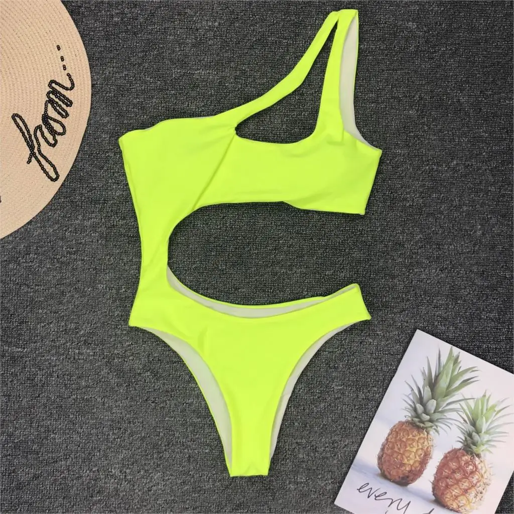 Bikini 2019 Swimwear Women Sexy Summer One Shoulder Simple Swimming Suit For Piece Swimsuit | Спорт и развлечения