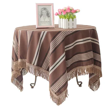 European high-grade coffee color foreign trade pastoral style modern striped cotton square tablecloth dining roundtable boob Art
European high-grade coffee color foreign trade pastoral style modern striped cotton square tablecloth dining roundtable boob Art