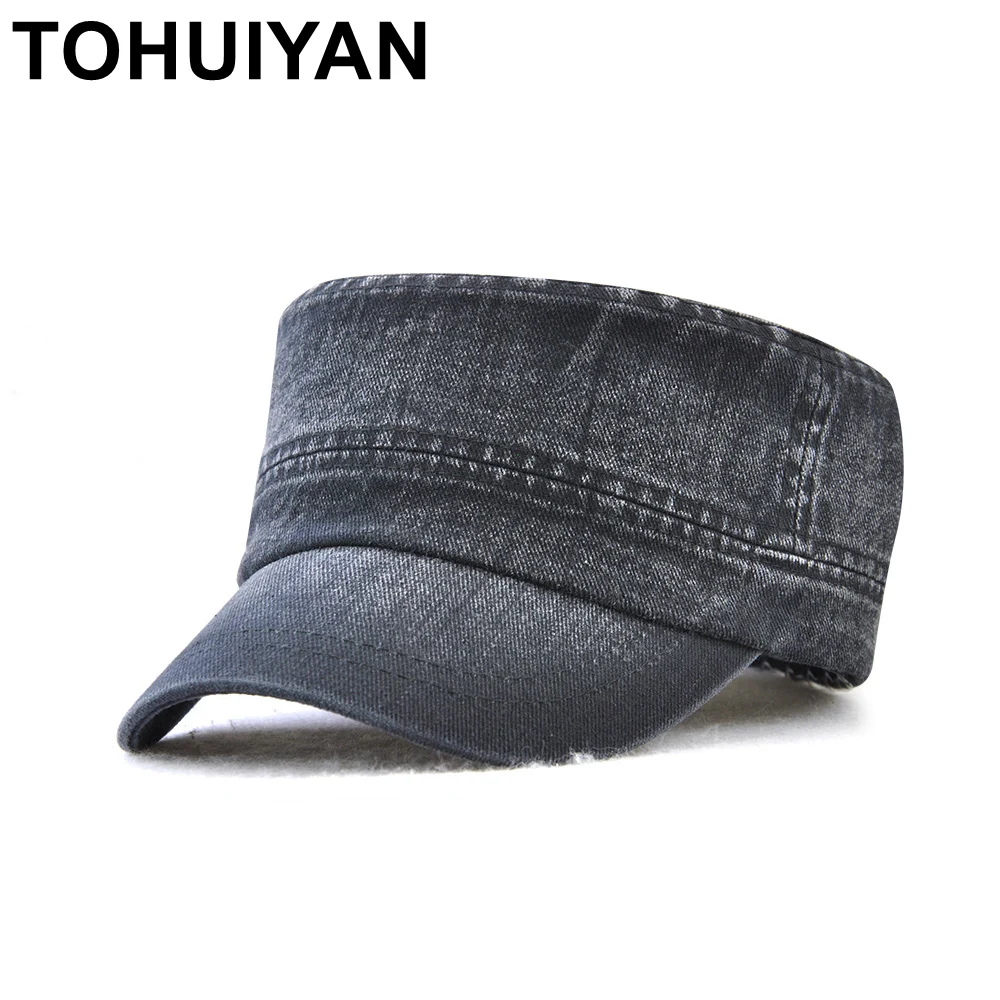 TOHUIYAN Casual Cotton Cadet Army Cap Men Women Vintage Strapback Flat Top Caps Adjustable Military Style Fitted Chapeau Hats
TOHUIYAN Casual Cotton Cadet Army Cap Men Women Vintage Strapback Flat Top Caps Adjustable Military Style Fitted Chapeau Hats