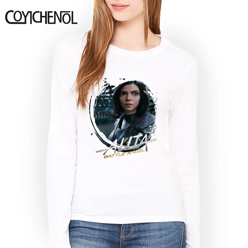 Модная футболка Alita Battle Angel с длинным рукавом и круглым вырезом модные облегающие