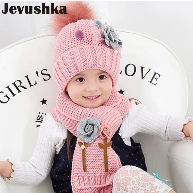 Winter Pompom Hat Scarf Set Girl Hats Scarves For Kids Knit Beanie Hat with Floral HT020
Winter Pompom Hat Scarf Set Girl Hats Scarves For Kids Knit Beanie Hat with Floral HT020