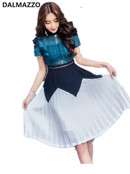 DALMAZZO 2018 High-end Designer Women Runway Short Sleeve Slim Big Swing Party Dresses High Quality Lace Chiffon Patchwork Dress
DALMAZZO 2018 High-end Designer Women Runway Short Sleeve Slim Big Swing Party Dresses High Quality Lace Chiffon Patchwork Dress