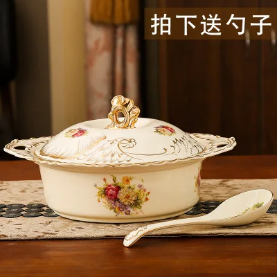 wedding decoration Ceramic soup cap bowl anti-scalding double ear capped pan European creative soup basin oil basin big soup pot
wedding decoration Ceramic soup cap bowl anti-scalding double ear capped pan European creative soup basin oil basin big soup pot