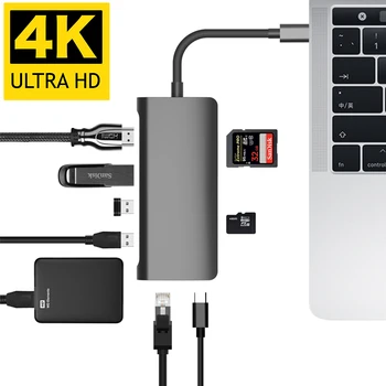 USB Type C to Gigabite Ethernet RJ45 4K HDMI PD Charging Hub USBC SD TF Card Reader 3 USB 3.0 for Macbook / Galaxy S8 Dex Mode
USB Type C to Gigabite Ethernet RJ45 4K HDMI PD Charging Hub USBC SD TF Card Reader 3 USB 3.0 for Macbook / Galaxy S8 Dex Mode