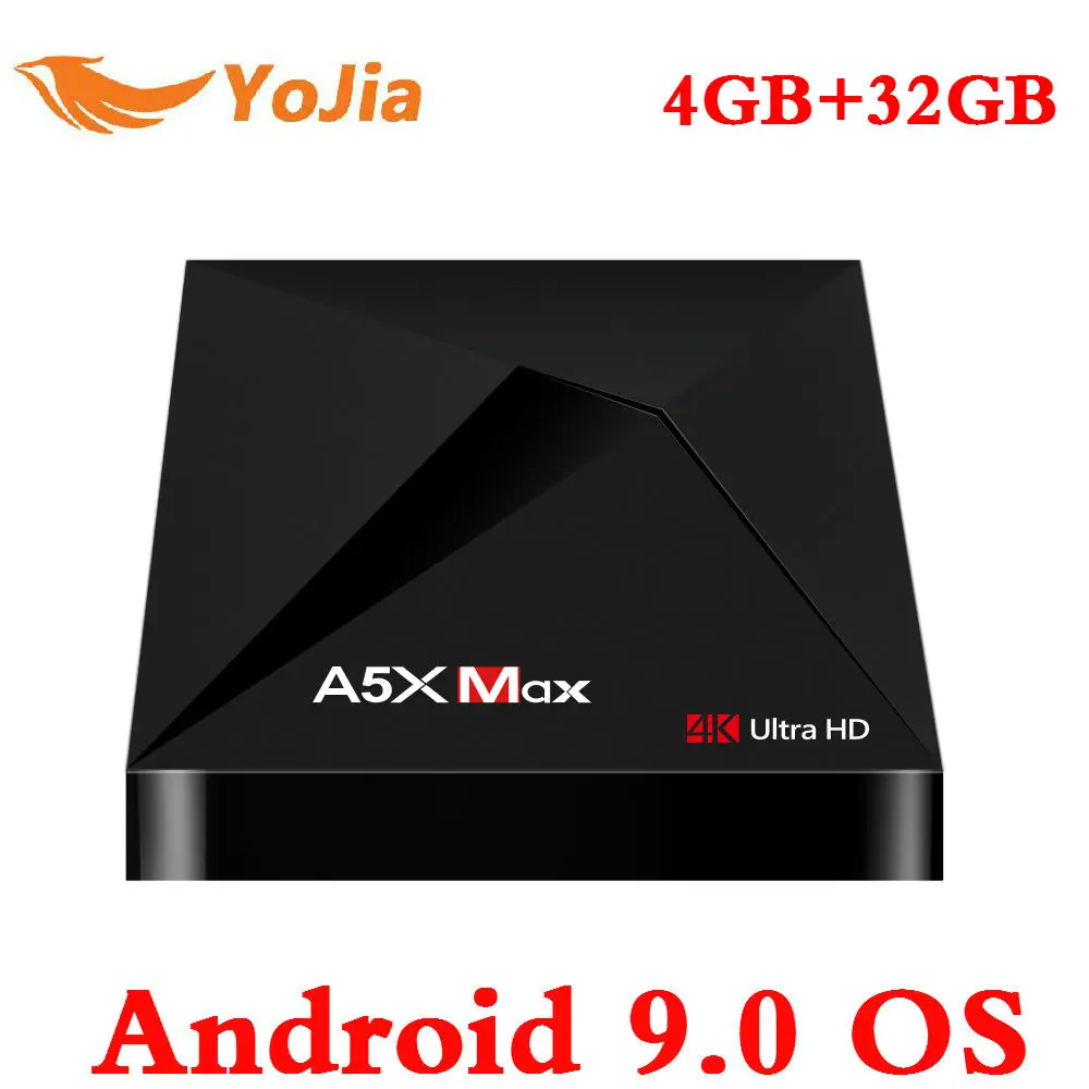 

4K Smart TV Box Android 9.0 A5X MAX 4GB RAM 32GB ROM RK3328 Quad Core BT4.0 2.4G WiFi HD Set Top Box DLNA Airplay Media Player