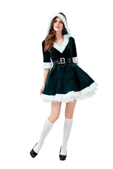 2019 New Women Miss Santa Claus Christmas New Year Costume Long Sleeve Green Velvet Hooded Christmas Princess Dress Fancy Dress
2019 New Women Miss Santa Claus Christmas New Year Costume Long Sleeve Green Velvet Hooded Christmas Princess Dress Fancy Dress