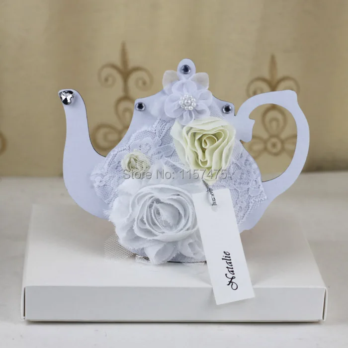HI1019 - Unique Teapot Shape Invitation for Bridal Kitchen Tea with Lace and flowers
HI1019 - Unique Teapot Shape Invitation for Bridal Kitchen Tea with Lace and flowers