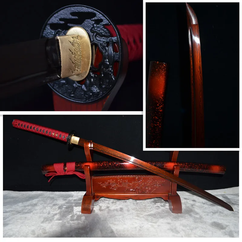 Top iron tsuba Handmade Japanese Samurai Katana Sword Damascus Folded Steel Red Blade Sharp Can Cut Bamboo
Top iron tsuba Handmade Japanese Samurai Katana Sword Damascus Folded Steel Red Blade Sharp Can Cut Bamboo