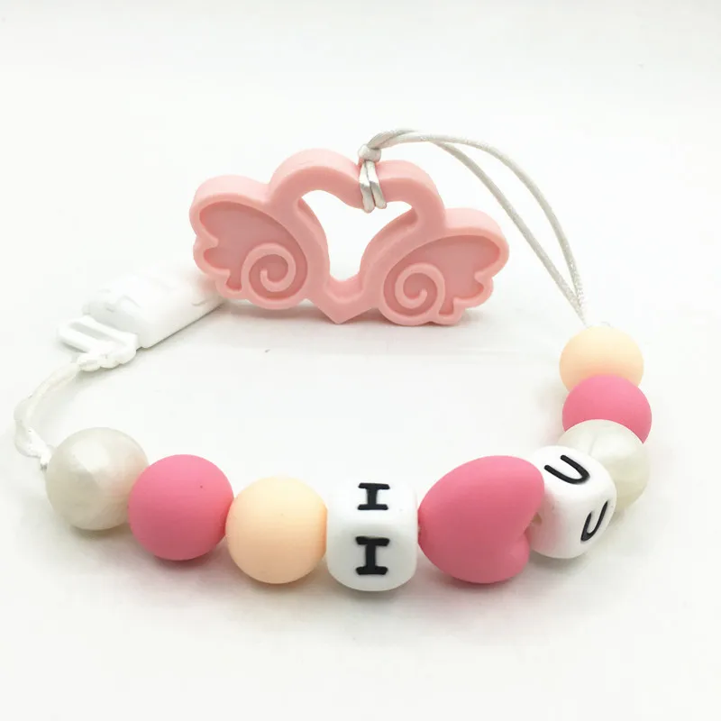 silicone Angel Wing teether Pacifier Clip - silicone letter beads necklace-Teether Chew Toy - baby teething pendant
silicone Angel Wing teether Pacifier Clip - silicone letter beads necklace-Teether Chew Toy - baby teething pendant