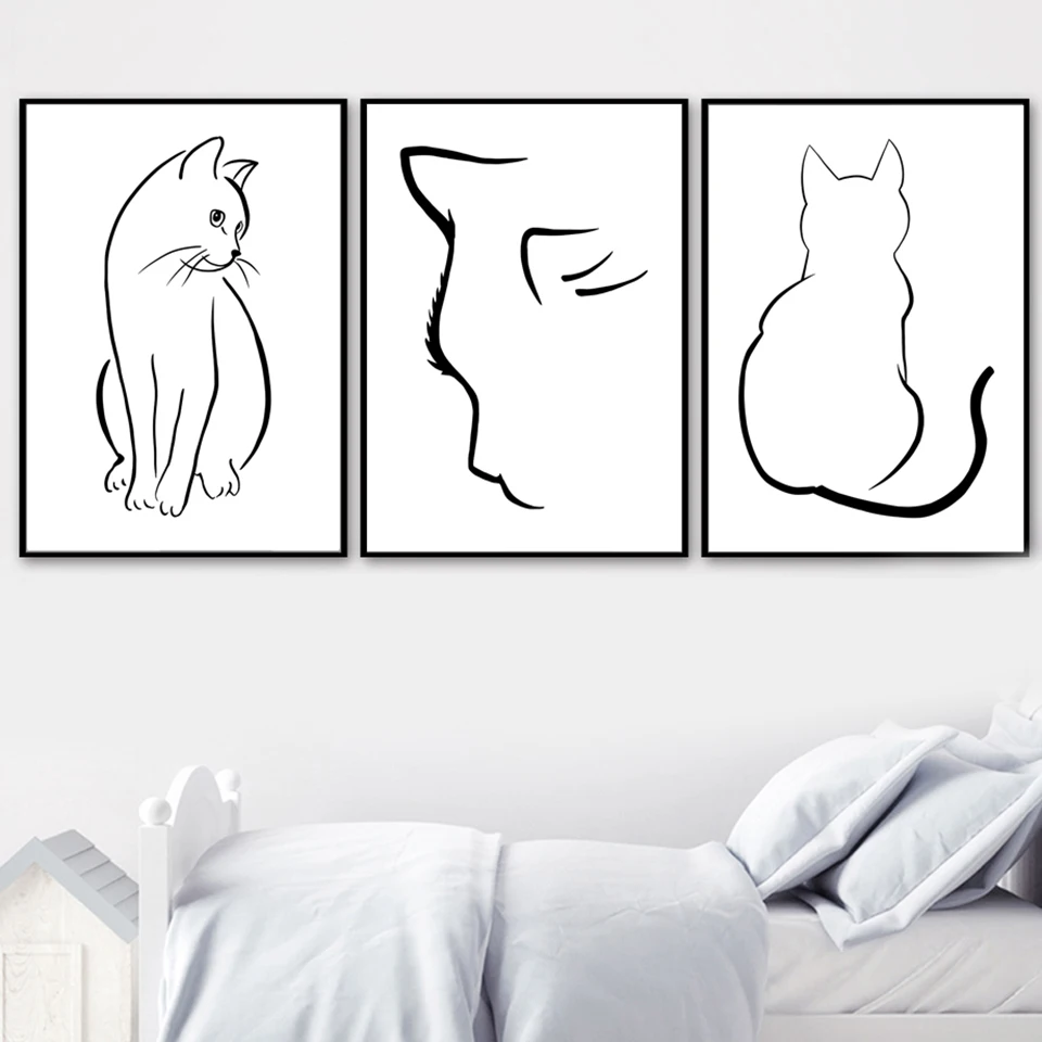 Cat Line Drawing Poster Nordic Style Canvas Painting Wall Art Print Black And White Animal Pictures For Living Room Decor
Cat Line Drawing Poster Nordic Style Canvas Painting Wall Art Print Black And White Animal Pictures For Living Room Decor