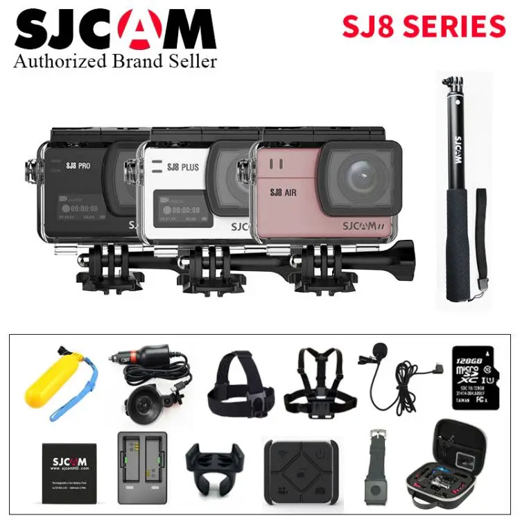 

128G SJCAM SJ8 Pro 4K 60fps Sports Camera Waterproof Anti-Shake Dual Touch Screen WiFi Remote Control Action Camera Sport DV