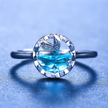 Cute Female Blue Topaz Mermaid Ring Real 925 Sterling Silver Open Ring Wedding Bands Promise Engagement Rings For Women
Cute Female Blue Topaz Mermaid Ring Real 925 Sterling Silver Open Ring Wedding Bands Promise Engagement Rings For Women