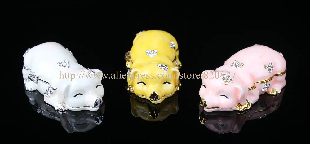 Фото Small Pig Trinket Box Souvenir Crystal Figurine Animal Home Decoration Children Collectible Gift Funny Piggy Earring | Украшения и