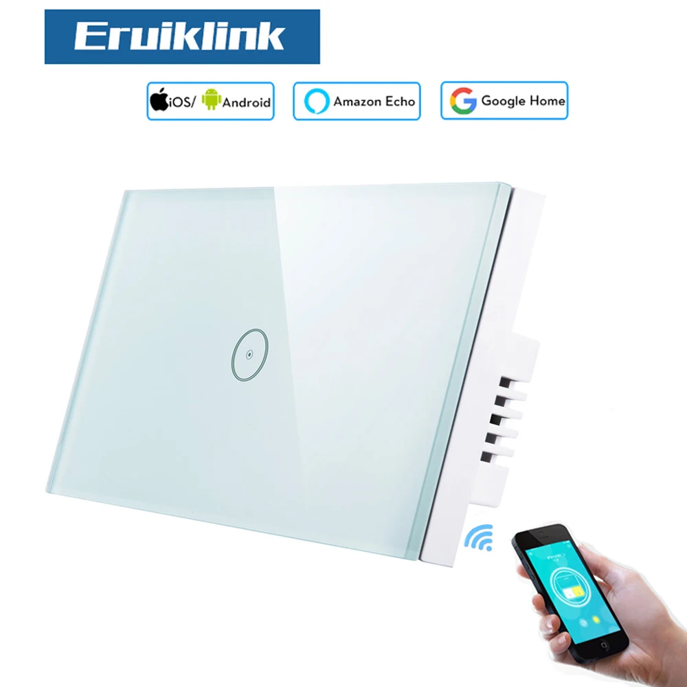 Eruiklink US Standard Wifi Light Switch for Smart Home, Alexa and Google Home Control Switch, Glass Panel Touch Switch110V-240V
Eruiklink US Standard Wifi Light Switch for Smart Home, Alexa and Google Home Control Switch, Glass Panel Touch Switch110V-240V
