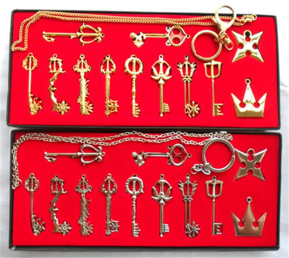 Kingdom Hearts 2 II Keyblade Keychain Pendant Necklace Keyrings Weapons Set Collection Box Gift Cosplay Prop
Kingdom Hearts 2 II Keyblade Keychain Pendant Necklace Keyrings Weapons Set Collection Box Gift Cosplay Prop