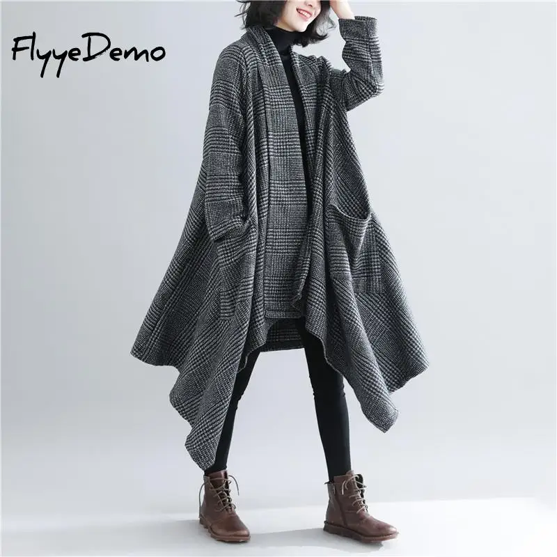 Oversized Irregualr Autumn Trench Vintage Fashion Women Overcoats Loose Striped Girls Winter Warm Black Female Coats Plus Size
Oversized Irregualr Autumn Trench Vintage Fashion Women Overcoats Loose Striped Girls Winter Warm Black Female Coats Plus Size