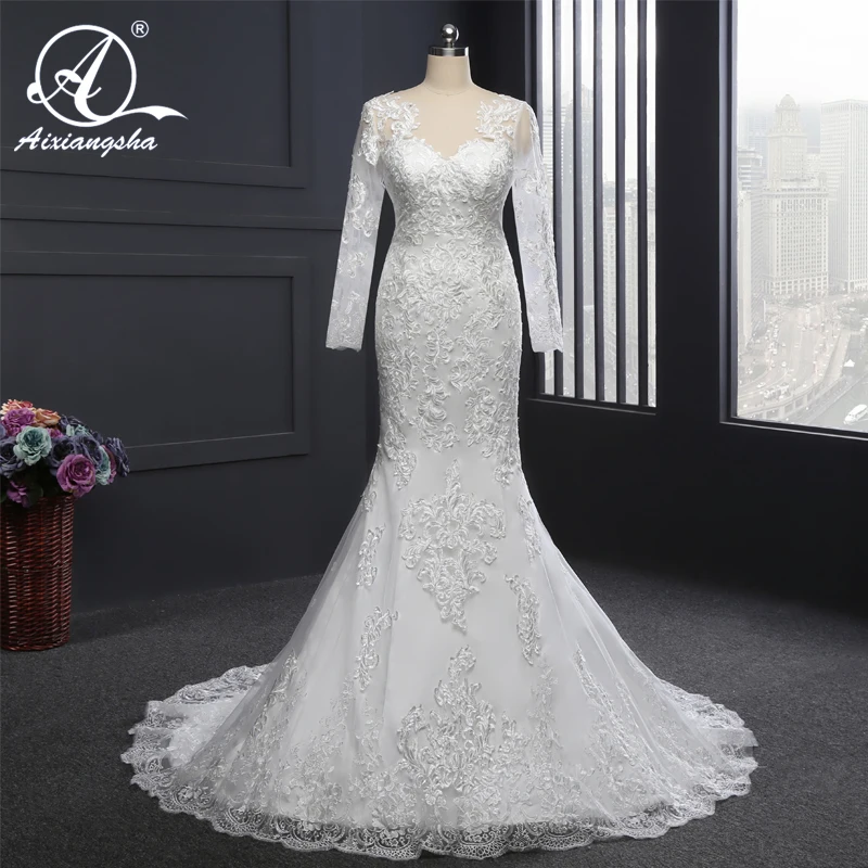 Charming Mermaid Long Sleeves Wedding Gowns Bridal Wedding Dress Bride Vestido de noiva Glormous Appliques Lace
Charming Mermaid Long Sleeves Wedding Gowns Bridal Wedding Dress Bride Vestido de noiva Glormous Appliques Lace