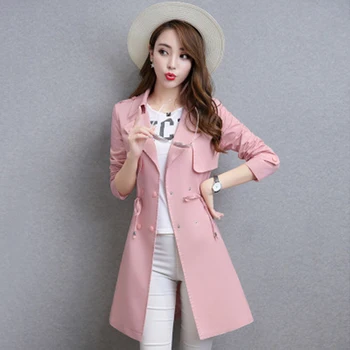 Spring Autumn Female Full Sleeve Slim Trench Coat Korean Style Women's Solid Color Drawstring Long Windbreaker Ladies Tops F486
Spring Autumn Female Full Sleeve Slim Trench Coat Korean Style Women's Solid Color Drawstring Long Windbreaker Ladies Tops F486
