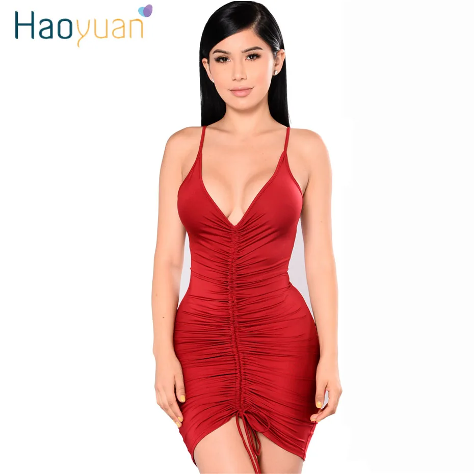 HAOYUAN Bodycon Bandage Dress 2019 Deep-V Neck Women Robe Sexy Party Dress Ruched Club Backless Short Mini Boho Beach Dresses
HAOYUAN Bodycon Bandage Dress 2019 Deep-V Neck Women Robe Sexy Party Dress Ruched Club Backless Short Mini Boho Beach Dresses