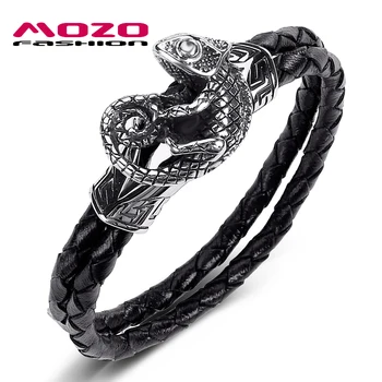 MOZO FASHION 2020 New Men Jewelry Black Genuine Leather Bracelet Stainless Steel Punk lizard Charm Chameleon Women Bracelets 547
MOZO FASHION 2020 New Men Jewelry Black Genuine Leather Bracelet Stainless Steel Punk lizard Charm Chameleon Women Bracelets 547