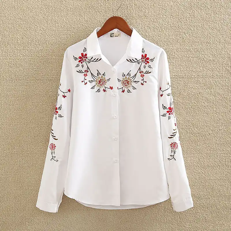 white cotton blouses plus size