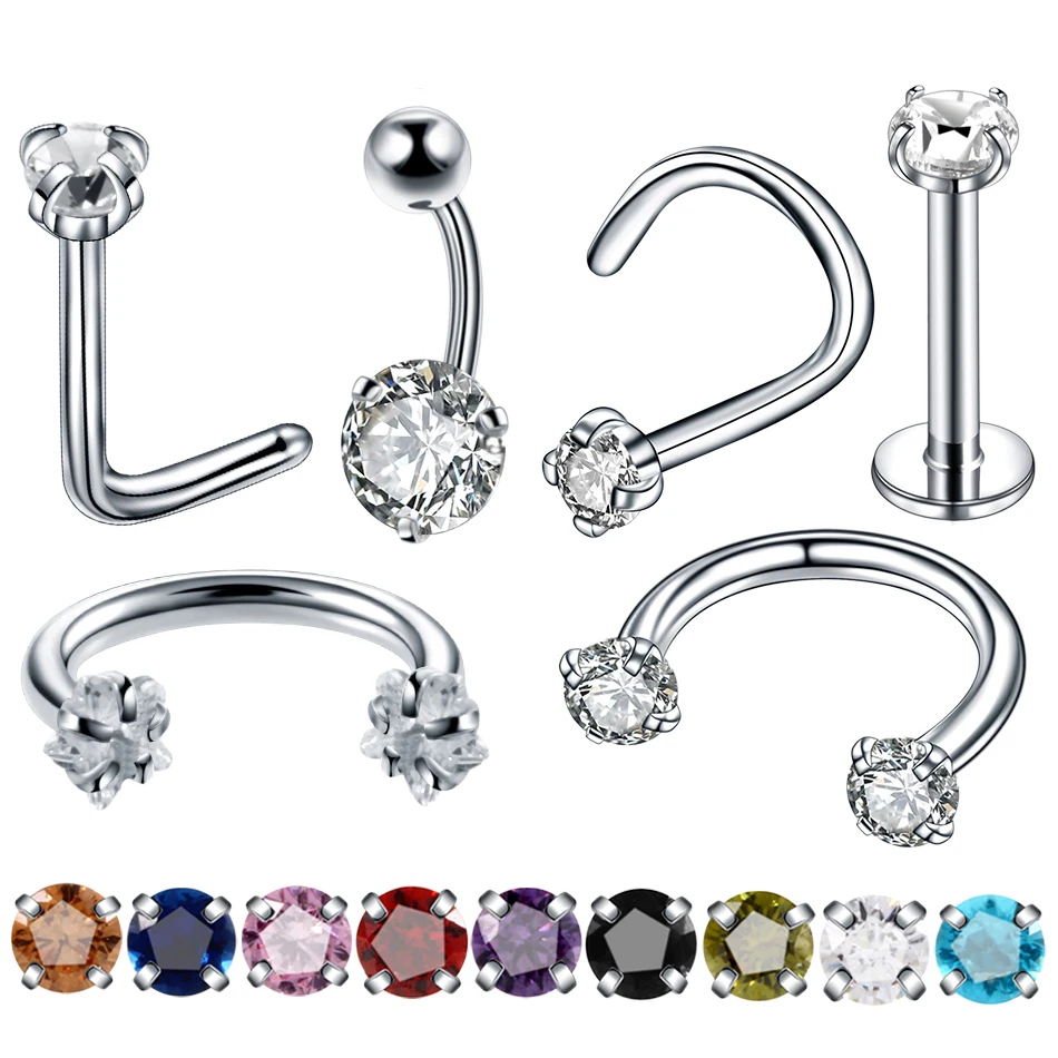 1PC Steel Crystal Nose Screw Stud Belly Labret Helix Piercings Ear Septum Rings Orelha Cartilage Tragus Piercings Body Jewelry
1PC Steel Crystal Nose Screw Stud Belly Labret Helix Piercings Ear Septum Rings Orelha Cartilage Tragus Piercings Body Jewelry