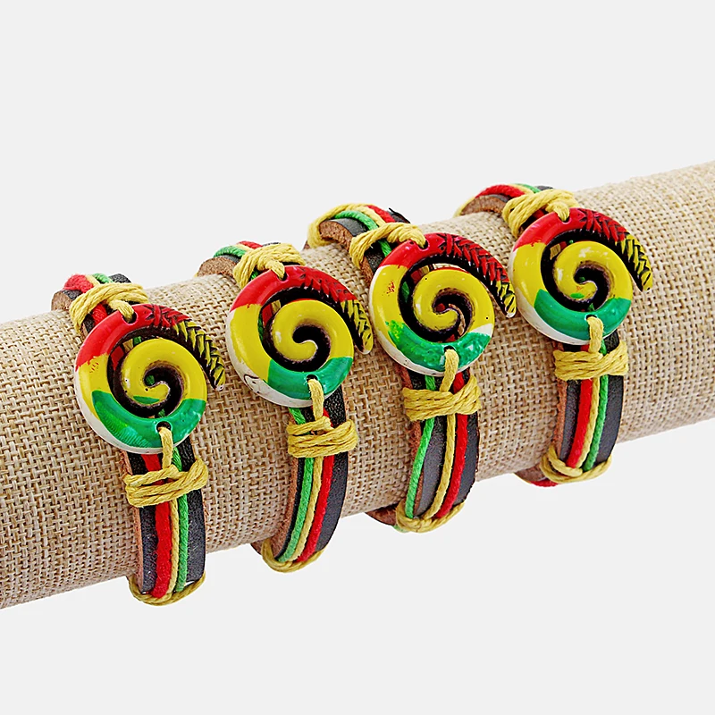 1 шт. искусственного Як Кость смолы Rasta keltic спираль/swirl Шарм конопли и кожаный