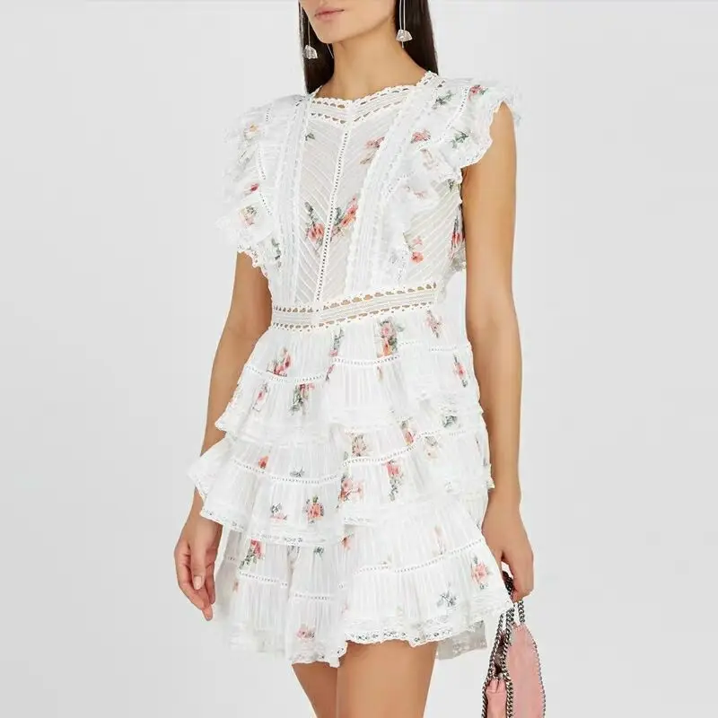 Luxury Designer Brand Dress for Women Runway Sexy Hollow Out Sleeveless Ruffles Floral Embroidered Lace Mini Dress White
Luxury Designer Brand Dress for Women Runway Sexy Hollow Out Sleeveless Ruffles Floral Embroidered Lace Mini Dress White