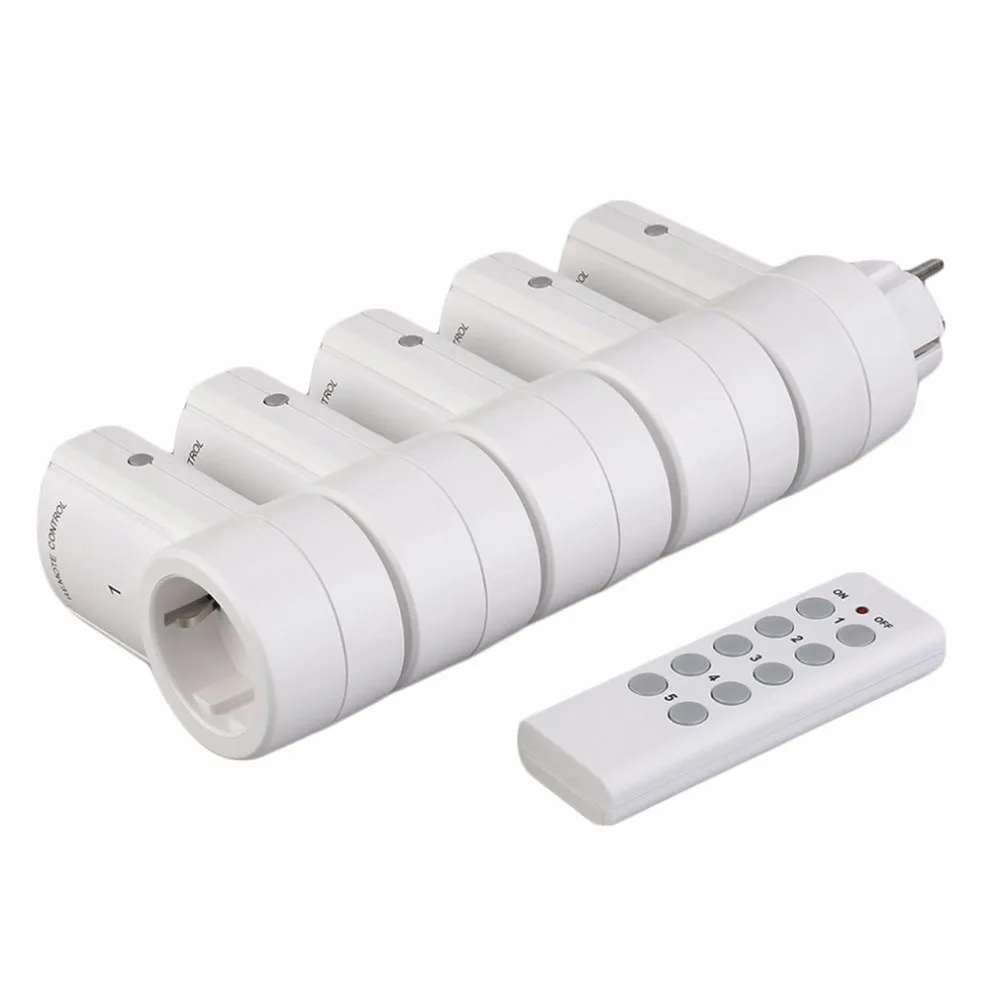 5 Wireless Power Switch Sockets+1 Remote Controller EU Plug High Performance Wireless Remote Control Power Switch Plug
5 Wireless Power Switch Sockets+1 Remote Controller EU Plug High Performance Wireless Remote Control Power Switch Plug