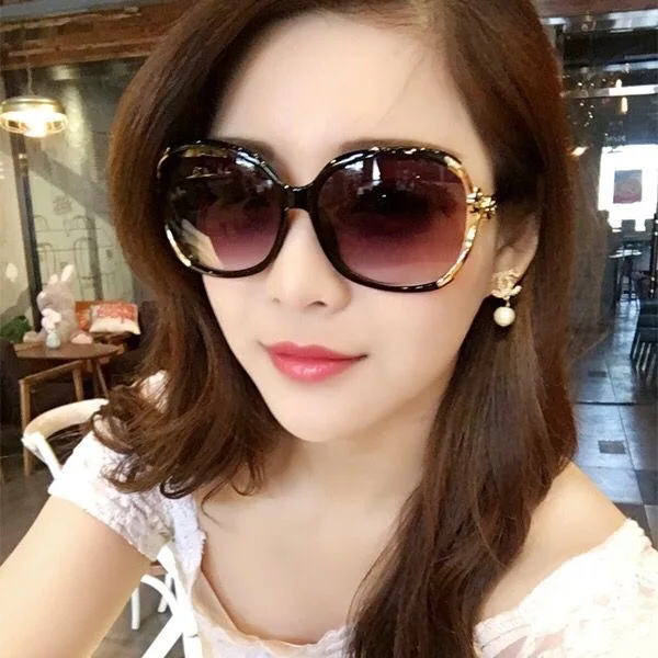 Фото Женские солнцезащитные очки с круглой оправой Корейская версия длинных