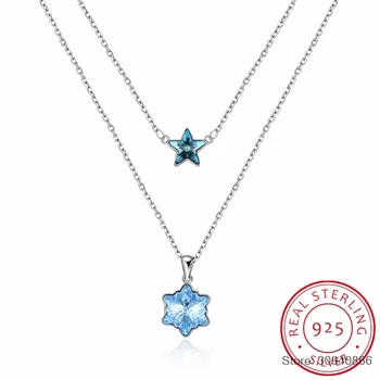 SMTCAT Trendy Crystals From Snowflake Star Pendants Necklaces Real S925 Silver Double Chains Collier For Women Wedding
SMTCAT Trendy Crystals From Snowflake Star Pendants Necklaces Real S925 Silver Double Chains Collier For Women Wedding