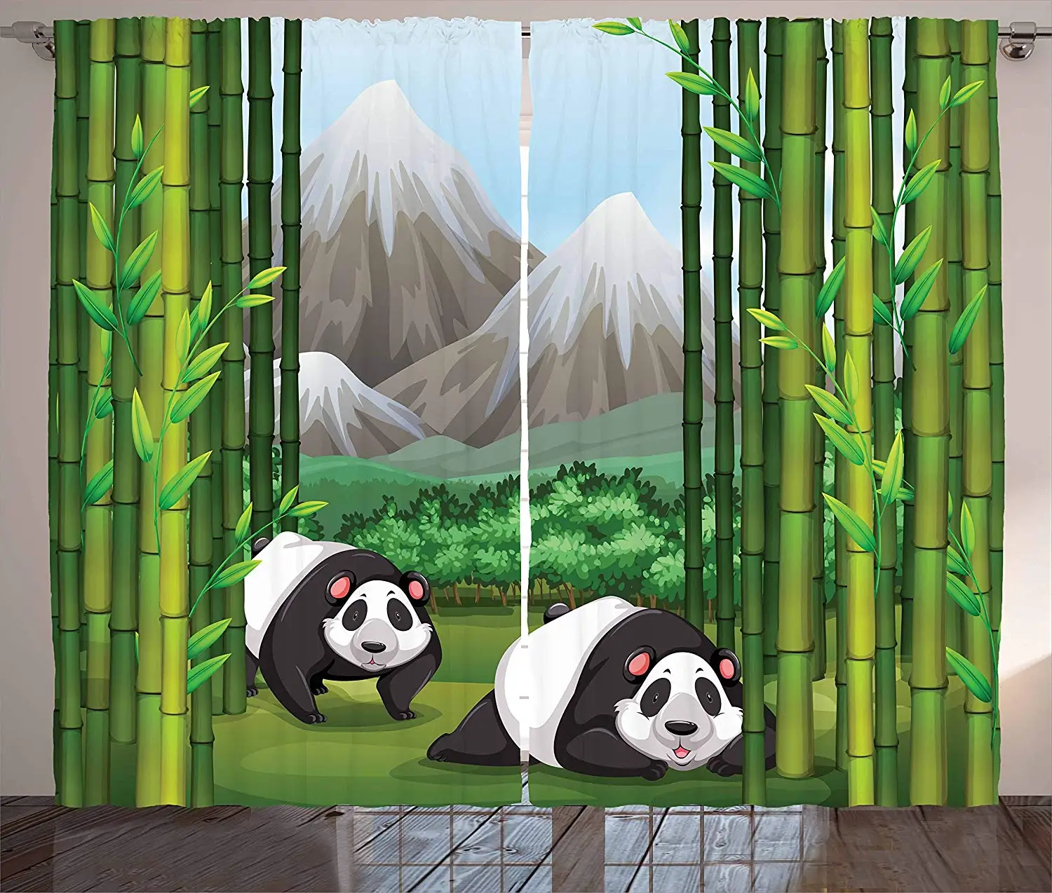 Tropical Curtains Panda Bears Walking Among Bamboo Majestic Mountain Jungle Cartoon Illustration Window Drapes for Living Room
Tropical Curtains Panda Bears Walking Among Bamboo Majestic Mountain Jungle Cartoon Illustration Window Drapes for Living Room