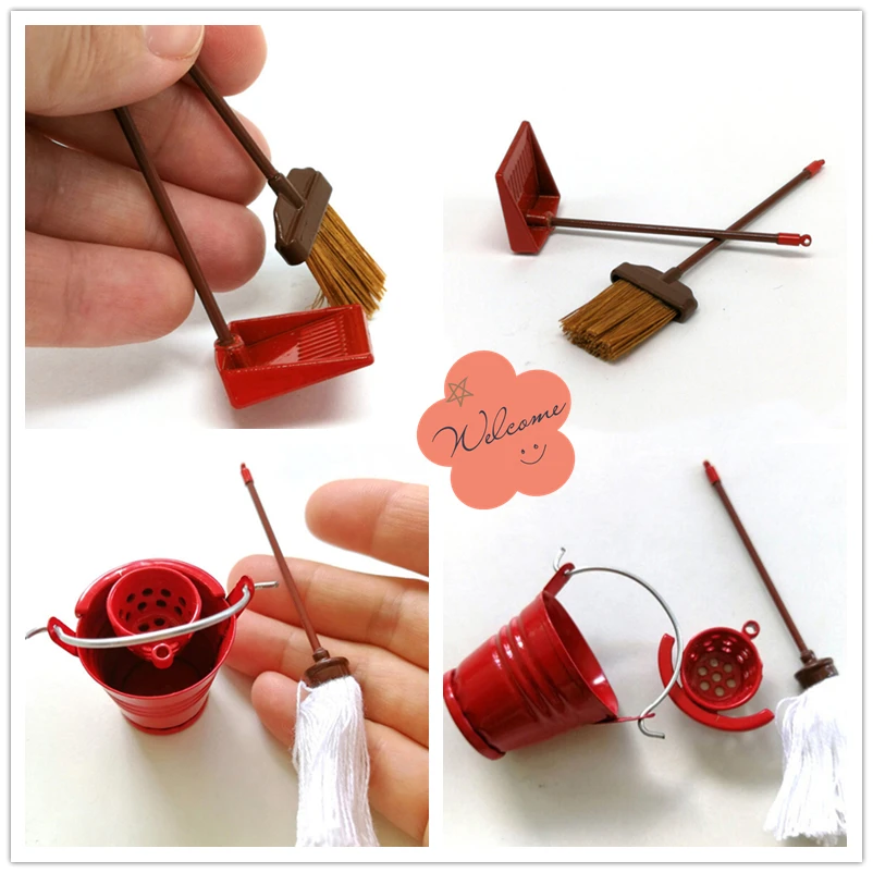 1:12 Doll House Miniature Broom Dustpan/Mop Bucket Set Dollhouse Cleaning Tool Kits Classic Toys Pretend Play Furniture Toys
1:12 Doll House Miniature Broom Dustpan/Mop Bucket Set Dollhouse Cleaning Tool Kits Classic Toys Pretend Play Furniture Toys