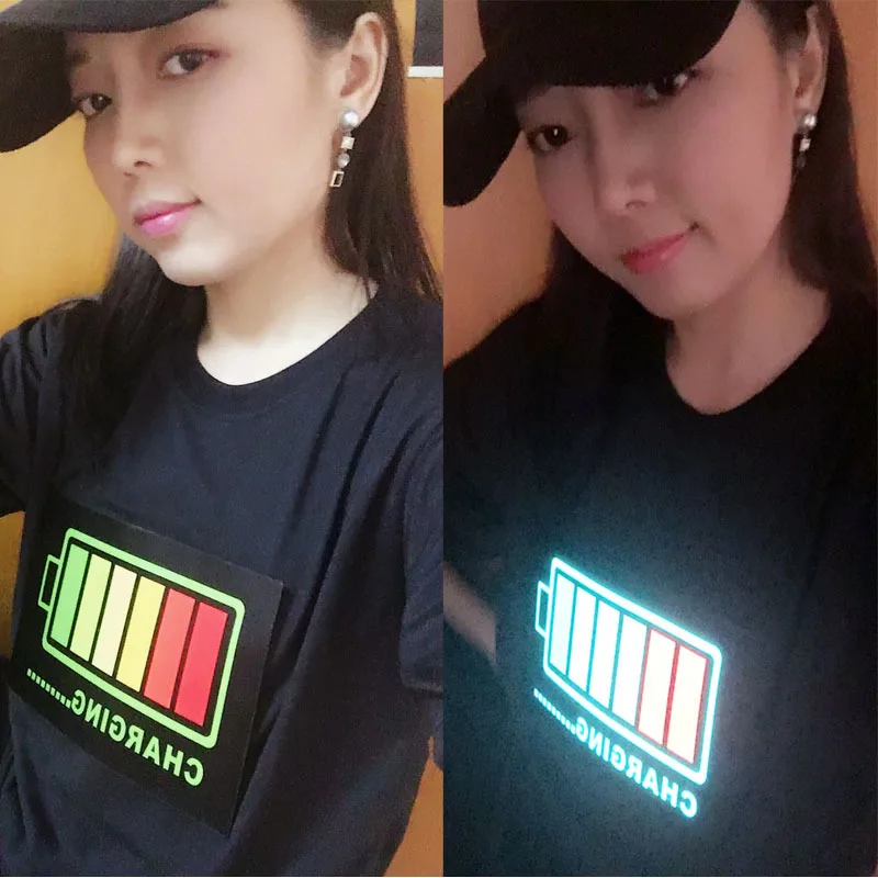 Personality LED light sound control Music Flash T-shirt couple men and women luminous clothes cotton short sleeve t-shirt
Personality LED light sound control Music Flash T-shirt couple men and women luminous clothes cotton short sleeve t-shirt