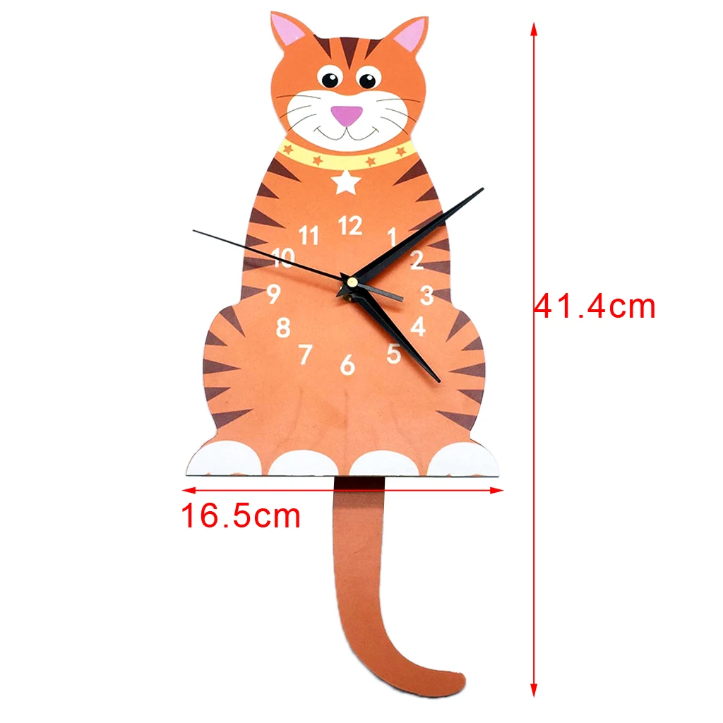 Japanese Adorable Pendulum Clock Funny Crafts Swinging Tail Wall Clock Kit for Kid's Nursery Children's Bedroom Decor