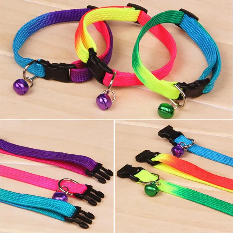 Adjustable CAT collar with bell Little Dog Collars rainbow colorful Cat Puppy collars safety pet Supplies 1Pc New
Adjustable CAT collar with bell Little Dog Collars rainbow colorful Cat Puppy collars safety pet Supplies 1Pc New