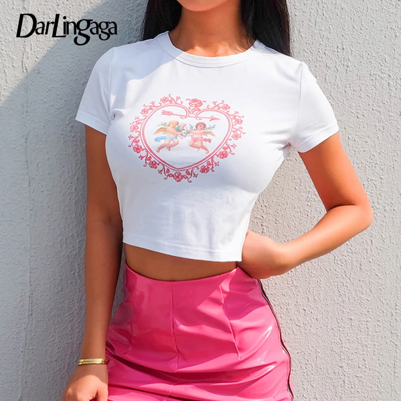 Darlingaga Cotton white Love cupid print angel top women t-shirt casual aesthetic crop top tee shirt femme summer tshirt clothes
Darlingaga Cotton white Love cupid print angel top women t-shirt casual aesthetic crop top tee shirt femme summer tshirt clothes