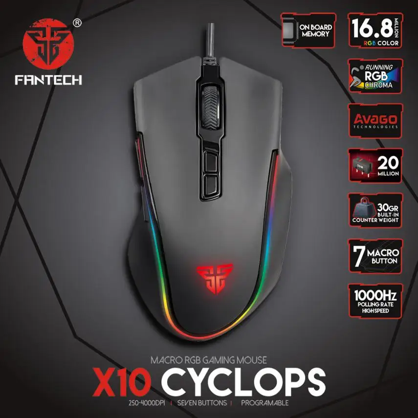 FANTECH X10 USB Wired 4800dpi 7 Buttons Optical Gaming Mouse LED Backlight for PC Computer Laptop 18Jun12 Drop Ship F
FANTECH X10 USB Wired 4800dpi 7 Buttons Optical Gaming Mouse LED Backlight for PC Computer Laptop 18Jun12 Drop Ship F