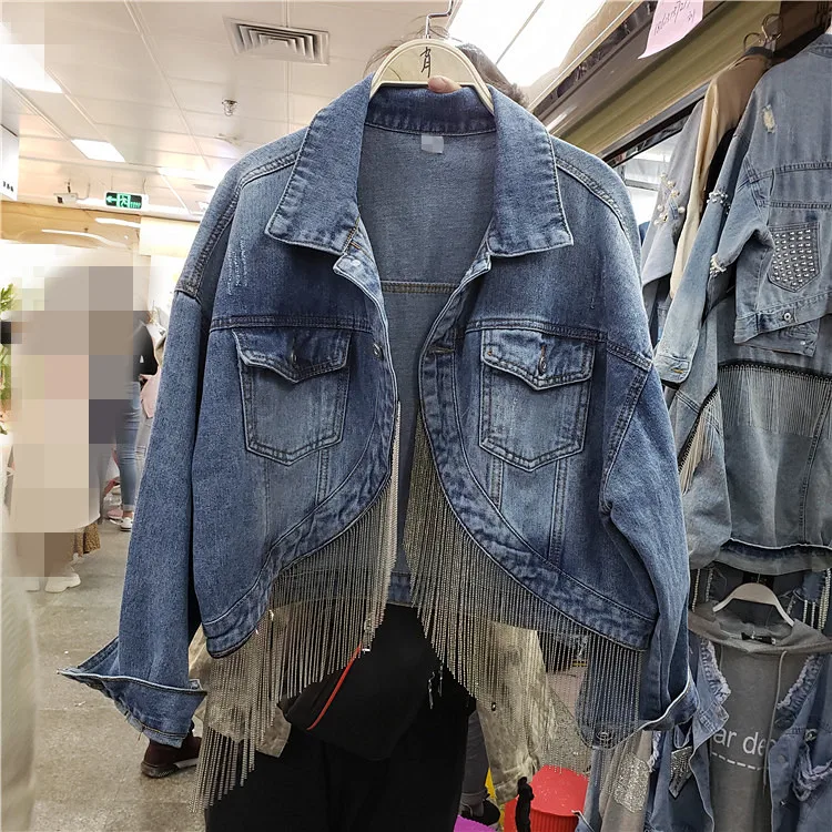 New Spring Autumn Fringed Chain Jeans Jacket Short Jackets Women Korean Fashion Loose Coat Girl Students Streetwear Overcoat
New Spring Autumn Fringed Chain Jeans Jacket Short Jackets Women Korean Fashion Loose Coat Girl Students Streetwear Overcoat