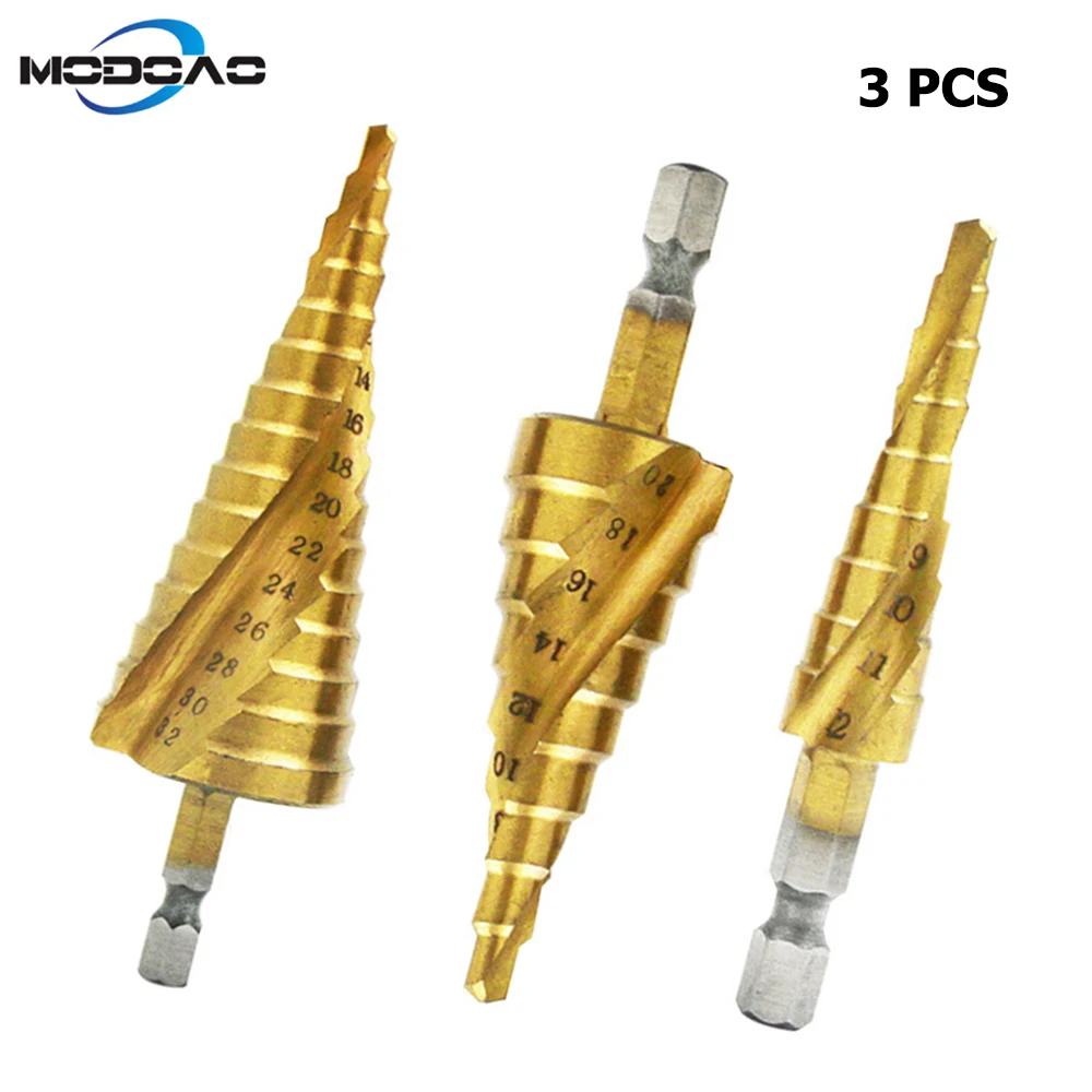 4-12/20/32MM Drill Tools Kit Power Drilling Bit HSS Titanium Coated Step Drill Bit for Metal Wood Hole Cutter Step Cone Drill
4-12/20/32MM Drill Tools Kit Power Drilling Bit HSS Titanium Coated Step Drill Bit for Metal Wood Hole Cutter Step Cone Drill
