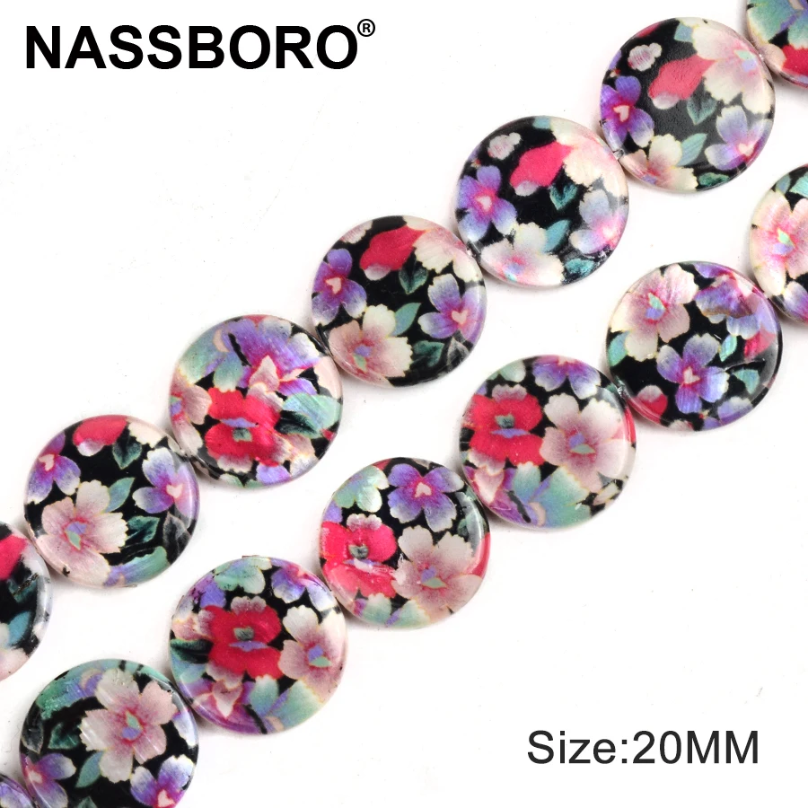 20mm Flat Round Shape Shell Beads Two Sides Flower Pattern Printed Spacer Beads for Jewelry Making DIY Necklace Bead Materials
20mm Flat Round Shape Shell Beads Two Sides Flower Pattern Printed Spacer Beads for Jewelry Making DIY Necklace Bead Materials