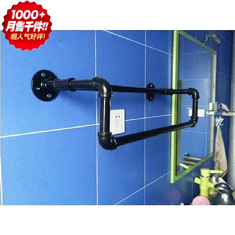 Iron pipes creative personality kitchen bathroom towel rack shelf two rods | Обустройство дома